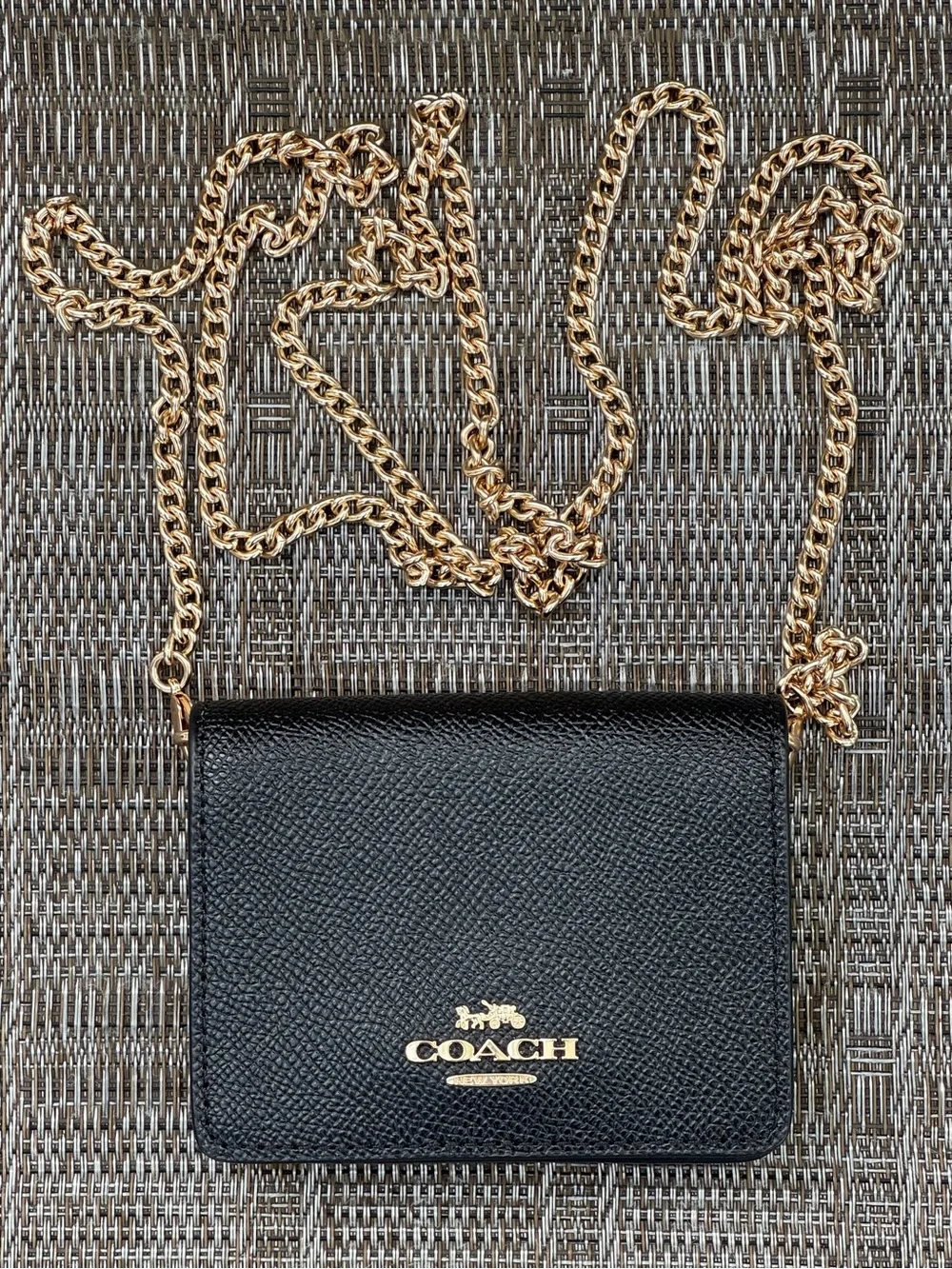 Coach Mini Wallet On A Chain Black Brand New!